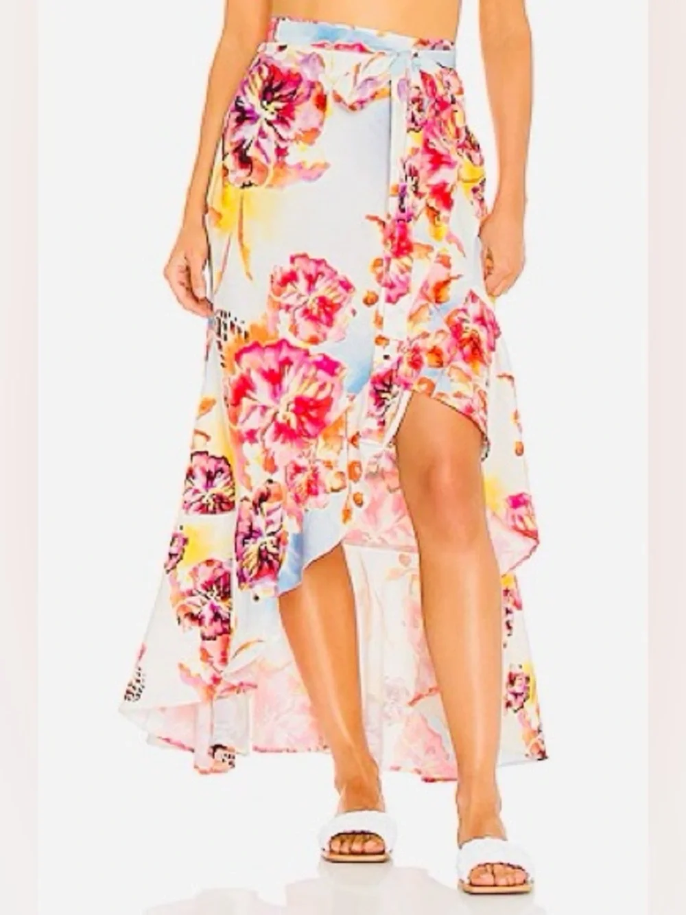 NWT Agua Bendita Floral Skirt Set - Pink, Orange, Yellow - Picture 4 of 11
